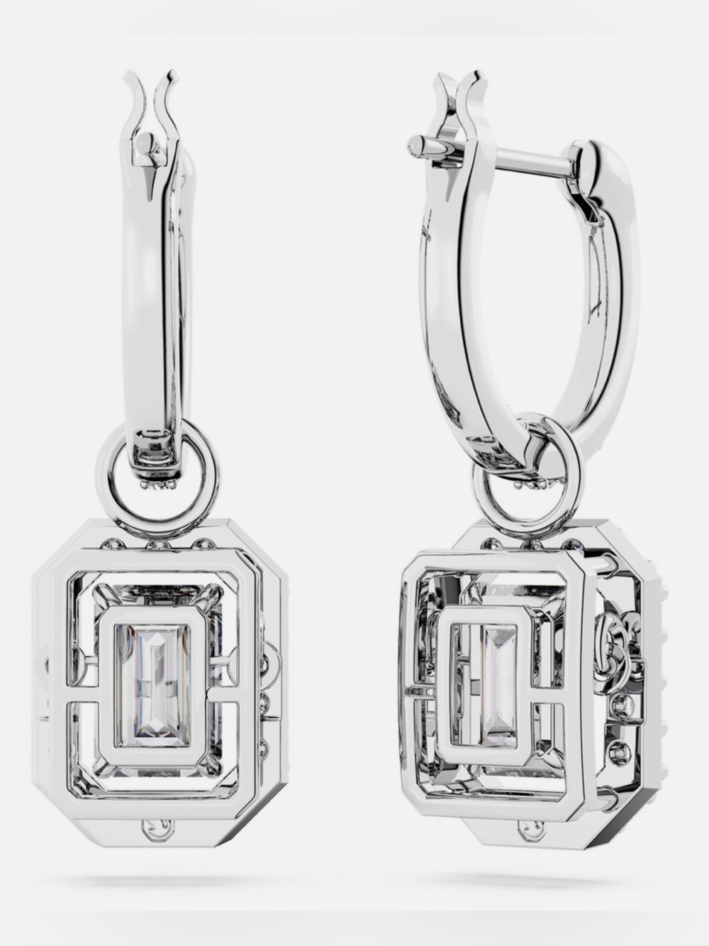 🆕 Swarovski Millenia Drop Earrings Octagon Cut White Rhodium Plated NWT - Picture 4 of 14